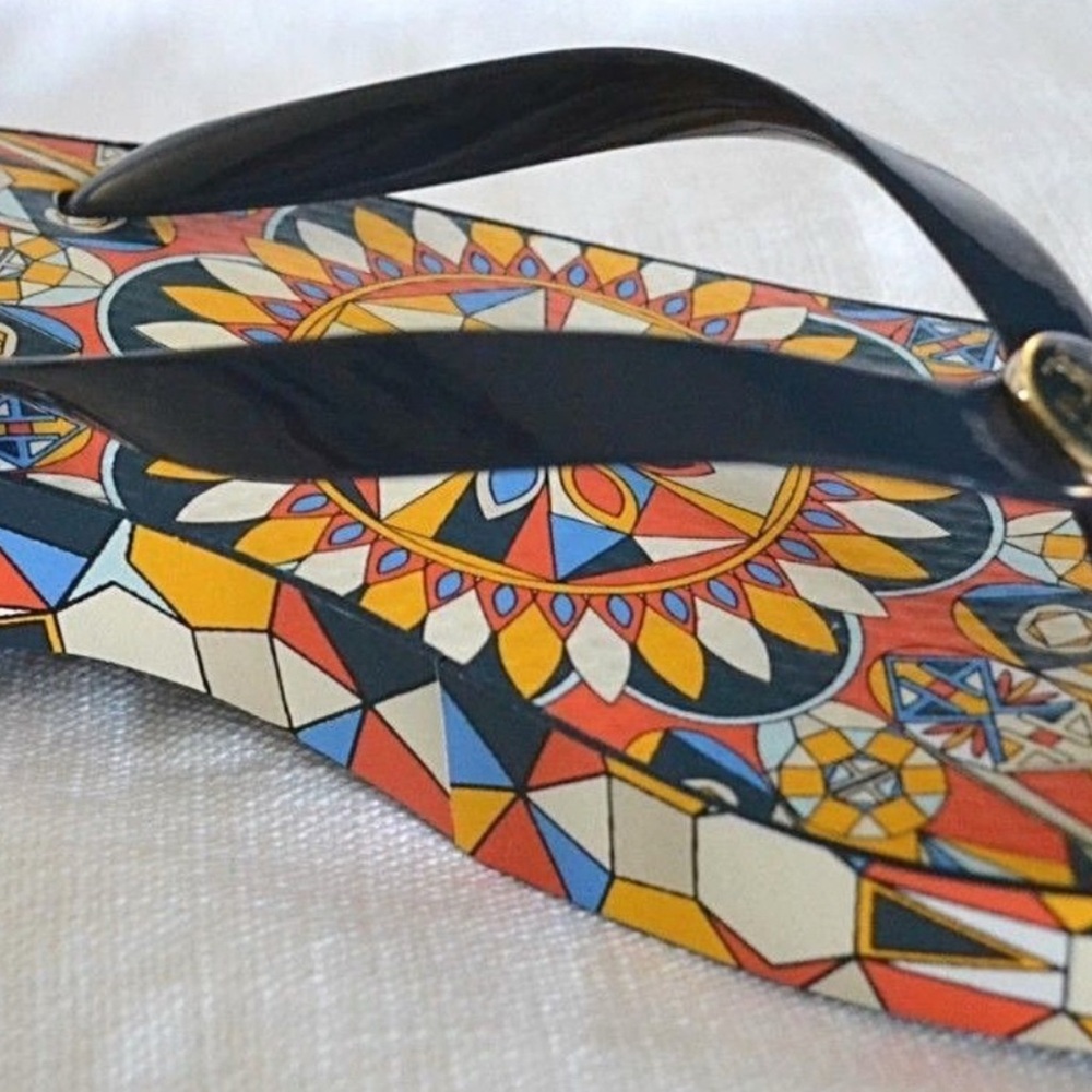 Tory Burch Psychedelic Geo Carved Wedge 8 - Picture 4 of 6